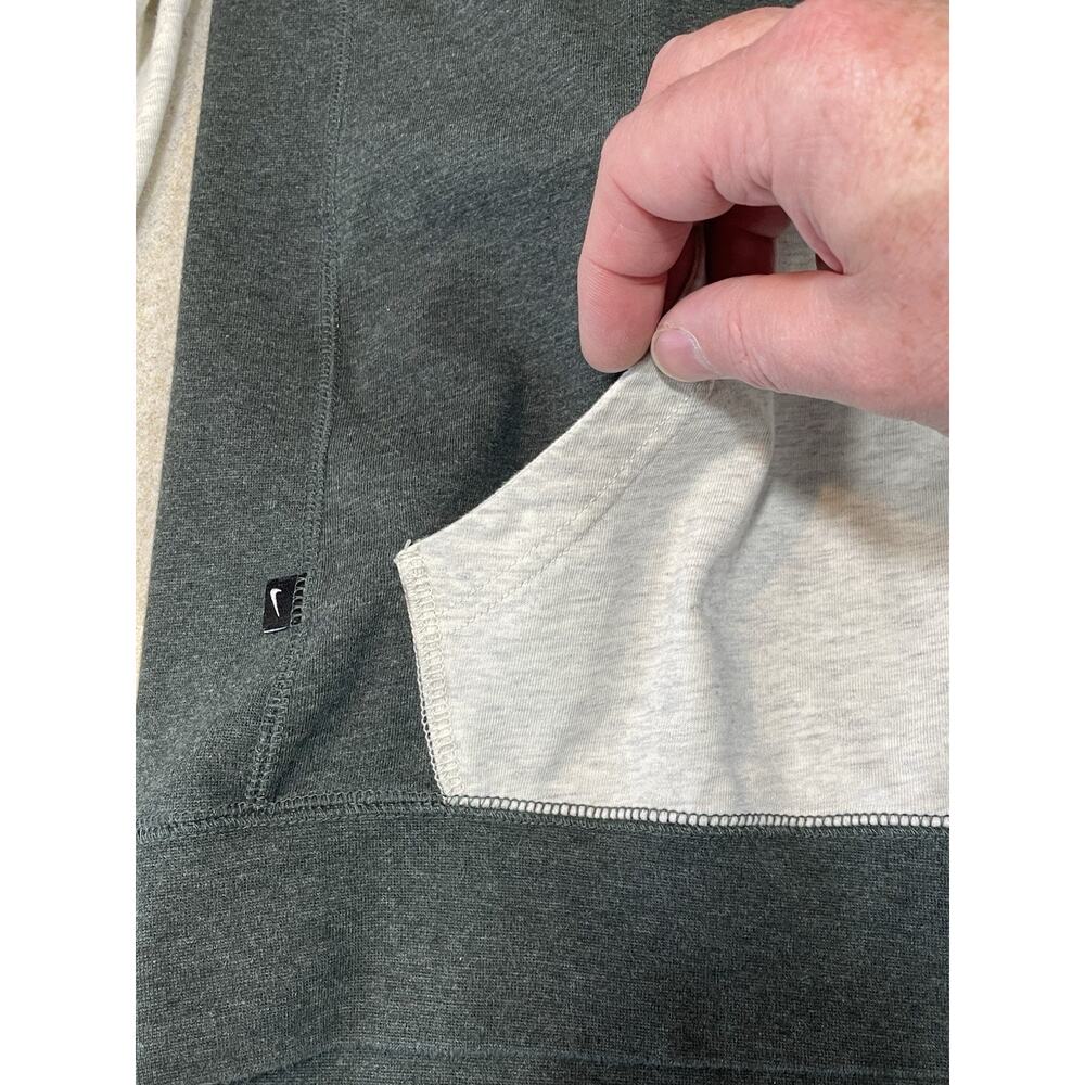 Nike Men’s Small Cream/Green Color Block Pullover Hoodie Drawstring Large Pouch - Picture 7 of 14